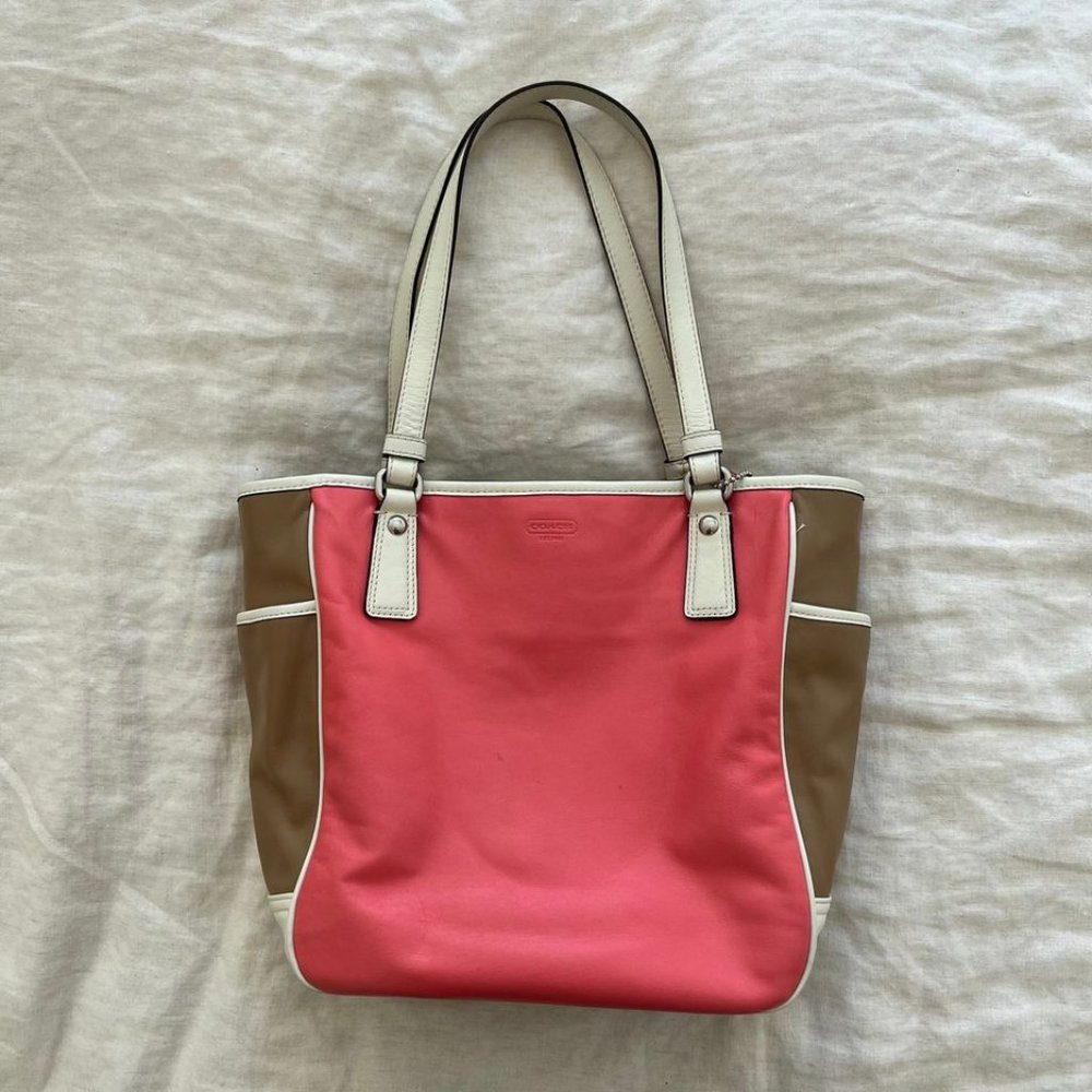 Coach Coral Leather Tote Handbag